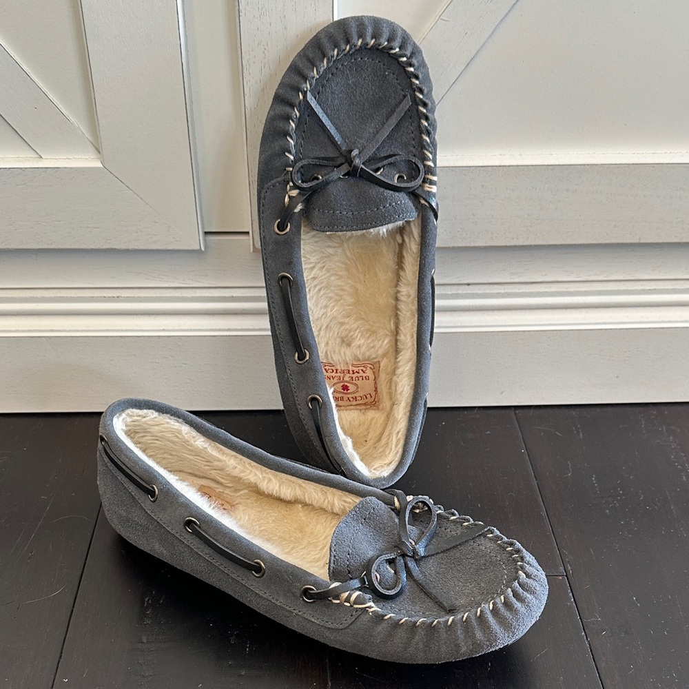 Lucky Brand Charcoal Suede Moccasins
